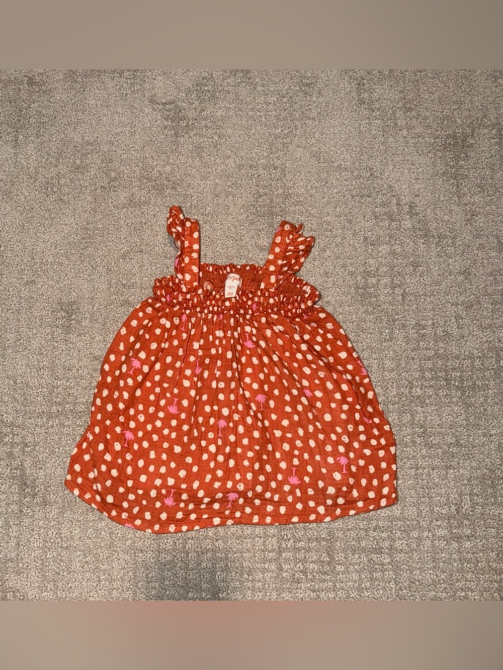 EUC Girls Polka Dot Flowy Top Ruffle Sleeve Size S